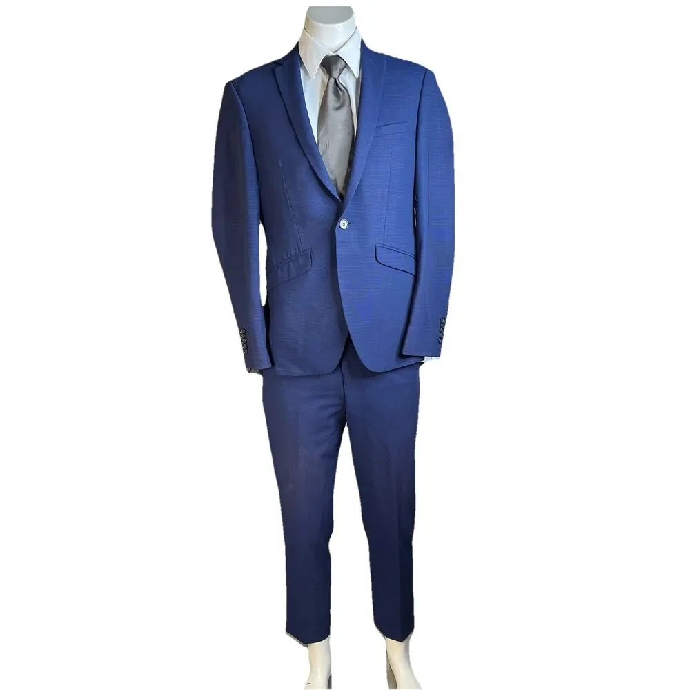 Arturo Calle Men 2pc Suit Drago Italian Fabric Super 110s Organic Wool 36R 30x29